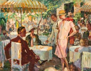 Auf Der Terrasse Eines Cafes by Beppo (Joseph) Steinmetz