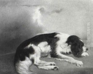 Liegender Hund by Leopold Steinrucker