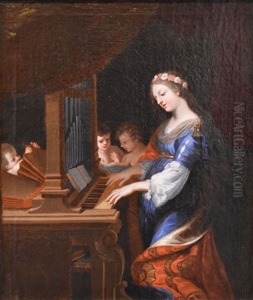 Sainte Cecile Jouant De L'orgue - view 1