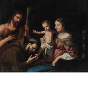 Virgin And Child With Saints Francis And John The Baptist by Jacques Stella