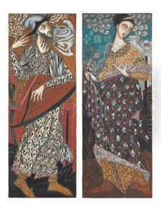 A Pair Of Allegorical Panels: The Dawn And The Dusk by Dmitri Semenovich Stelletsky