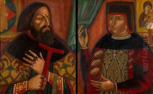 Boyar Couple (2 Works) by Dmitri Semenovich Stelletsky