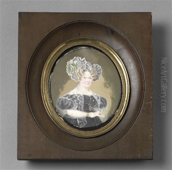 Portraet Af Johanne Henriette Valentine Danneskiold-samsoe Med Biedermeier Frisure Med Kniplinger, Ifort Sort Kjole Med Hvidt Kniplingssjal, Og Med Brev I Handen - view 1