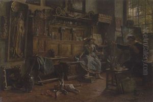 Der Kunstler In Seinem Atelier by Heinrich Stelzner