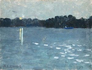 Moonlit River Scene by George J. Stengel