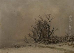 Paysage Enneige Au Lac Gele by Alphonse Stengelin
