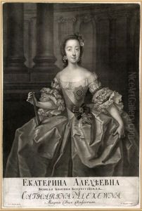 Portraits Of Grand Duke Piotr Fedorovich And Grand Duchess Ekaterina Alekseevna by Johann Stenglin
