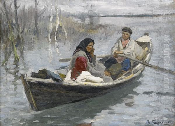 Couple In A Rowing Boat - view 1