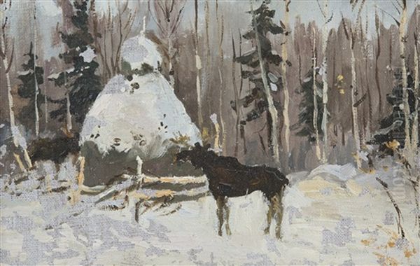 A Grazing Moose In The North - view 1