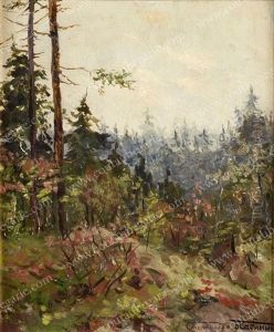 Vue D'une Foret Russe Avec Sapins by Aleksei Stepanovich Stepanov