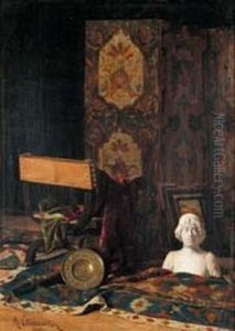 Interieur Au Paravent by Klawdi Petrovitch Stepanov