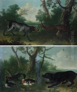 Chien Et Faisans by Joseph Stephan
