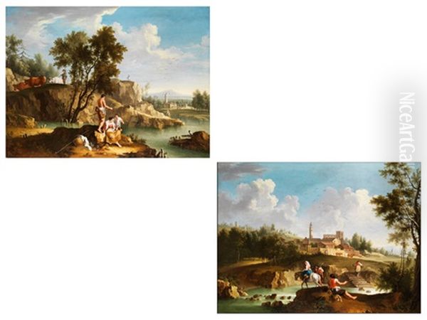 Sudliche Landschaften Mit Figurenstaffage (pair) - view 1