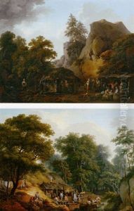 Mountainous Landscape With Figures Before A Lodge Mountainous Landscape With Figures Before A Lodge