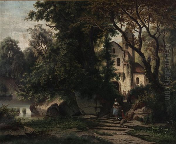 Paysage Avec Scene De Sortie De Messe - view 1