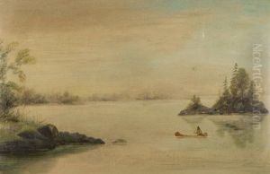 Canoeing On A Lake by Lionel Macdonald Stephenson