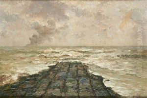 Le Brise-lames A Ostende by Romain Steppe