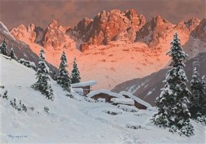 The Dolomites At Sunset by Hans Sterbik
