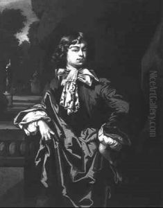 Portrait Of A Gentleman, Standing Three Quarter Length, Wearing Brown Coat by Johann Sterenberg