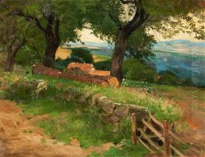 Feldsteinmauer Vor Hessischer Landschaft by Robert Sterl