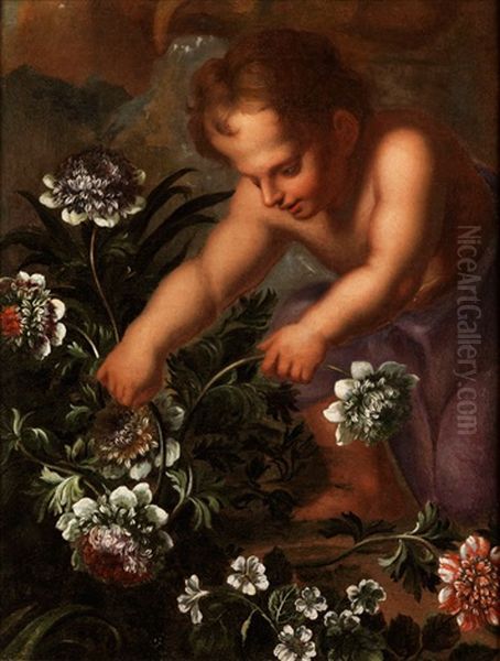 Putto Mit Bluten Spielend - view 1