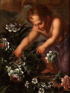Putto Mit Bluten Spielend by Ignaz Stern
