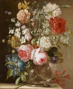 Vase De Fleurs Sur Un Entablement by Ignaz Stern