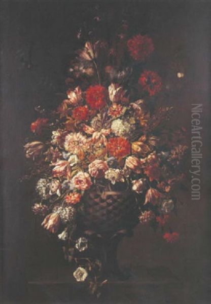 Nature Morte Au Bouquet De Fleurs Sur Un Entablement - view 1