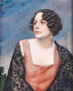 A Portrait Of A Lady With Wavy Hair And A Black Lace Cape