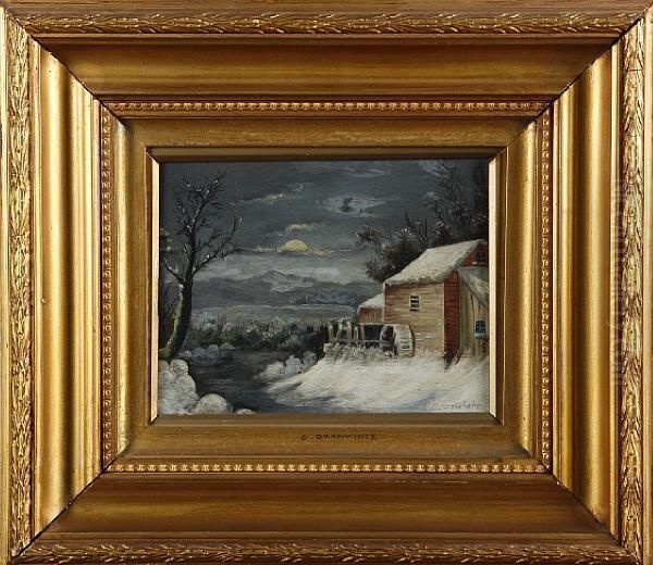 Snowy Landscape With Watermill - view 1