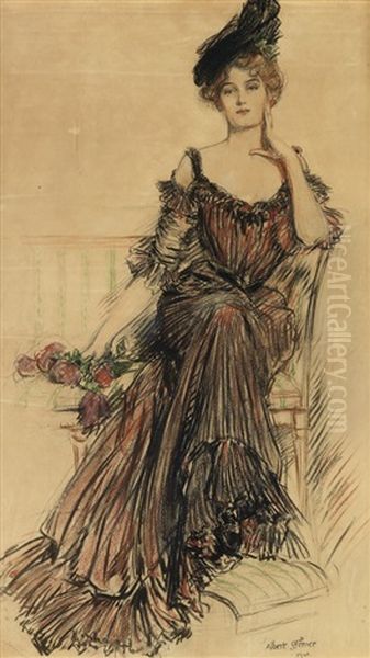 Society Lady In Gown And Hat - view 1