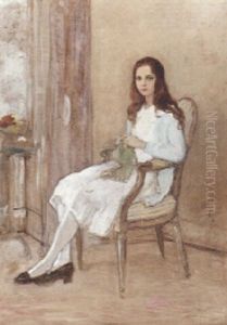 Olivia Knitting by Albert Edward Sterner
