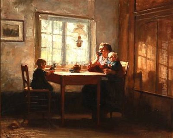 Interior With A Mother And Her Two Children - view 1