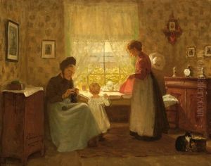 Three Generations Of Women In An Interior by Jacobus Frederik Sterre De Jong