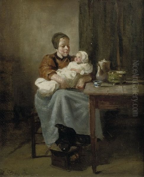 A Dutch Interior With Two Sisters - view 1