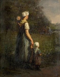 Bauerin Mit Zwei Kindern by Jacobus Frederik Sterre De Jong