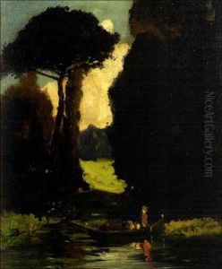 Landscape With Boat And Figures by Charles Walter Stetson