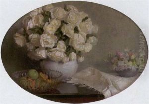 Stilleben Mit Weisem Rosenstraus by Martha Stettler