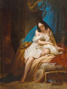 Esmeralda Nach Victor Hugos Glockner Von Notre Dame. Esmeralda Mit Zicklein Auf Einem Diwan by Charles Auguste Guillaume Steuben