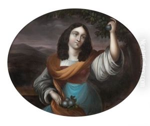Jeune Femme Cueillant Des Prunes