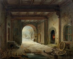 Blacksmith's Forge In Winter by Wilhelm Steuerwald