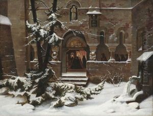 In Einem Verschneiten Kreuzgang by Wilhelm Steuerwald