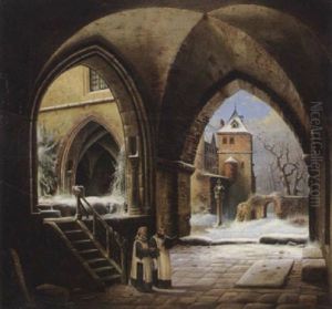 Winter Vor Dem Kreuzgang Der Stiftskirche Zu Quedlinburg by Wilhelm Steuerwald