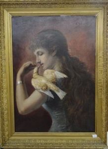 Jeune Fille A La Colombe by Agapit Stevens
