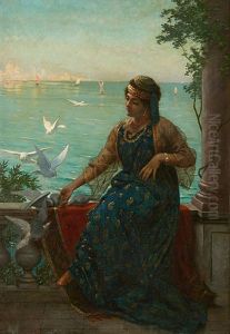 Jeune Orientale En Bord De Mer by Agapit Stevens