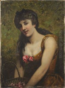 Jeune Femme Au Decollete Fleuri