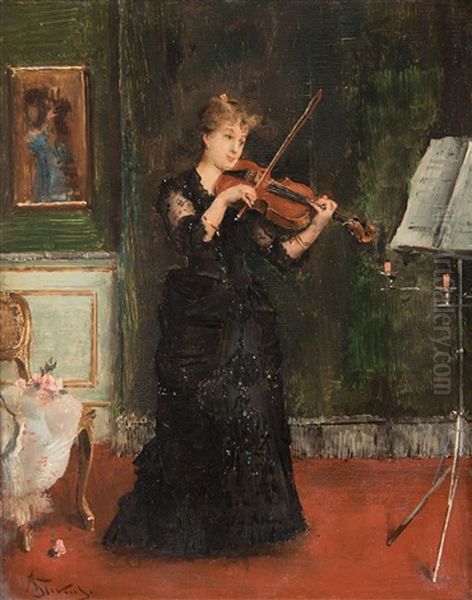 Madame Blouet Playing The Violin - view 1
