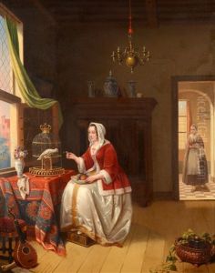 Tempting The Parrot by Alfred Stevens