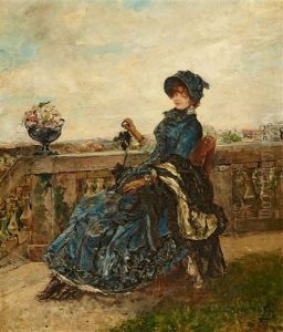 Elegant Lady On A Patio