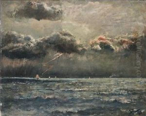 Marine Avec Orage by Alfred George Stevens